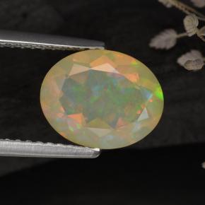 1.59캐럿 천연 멀티컬러 오팔, 투명한, 10.1×8.1 mm, 투명/반투명