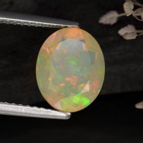 1.59캐럿 천연 멀티컬러 오팔, 투명한, 10.1×8.1 mm, 투명/반투명