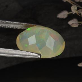 1.59캐럿 천연 멀티컬러 오팔, 투명한, 10.1×8.1 mm, 투명/반투명