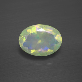 1.48캐럿 천연 멀티컬러 오팔, 타원형 컷, 10.6×7.9 mm, 투명한