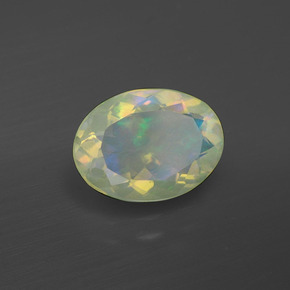 1.48캐럿 천연 멀티컬러 오팔, 타원형 컷, 10.6×7.9 mm, 투명한