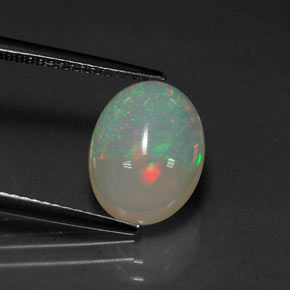 2.72캐럿 천연 멀티컬러 오팔, 타원형 컷, 12×9.1 mm, 투명한