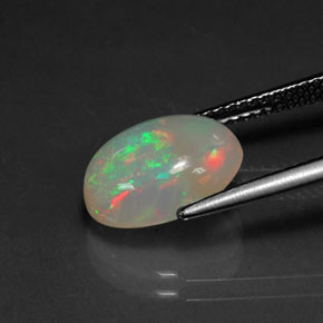 2.72캐럿 천연 멀티컬러 오팔, 타원형 컷, 12×9.1 mm, 투명한