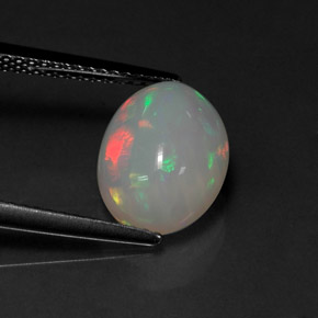 2.24캐럿 천연 멀티컬러 오팔, 타원형 컷, 11.3×8.7 mm, 투명한