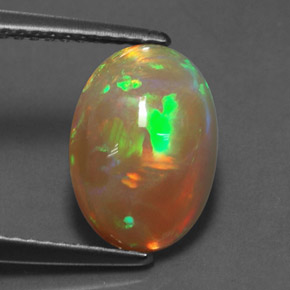 2.23캐럿 천연 멀티컬러 오팔, 타원형 컷, 11.6×8.4 mm, 투명한