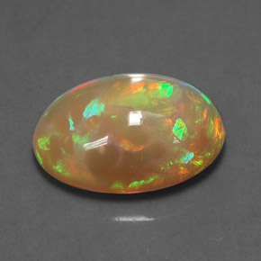 2.23캐럿 천연 멀티컬러 오팔, 타원형 컷, 11.6×8.4 mm, 투명한