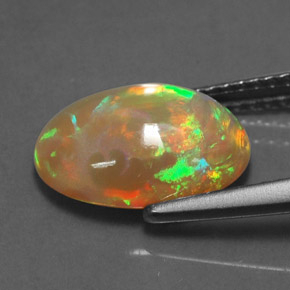 2.23캐럿 천연 멀티컬러 오팔, 타원형 컷, 11.6×8.4 mm, 투명한