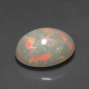 2.54캐럿 천연 멀티컬러 오팔, 타원형 컷, 11.6×8.3 mm, 투명한