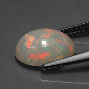 2.54캐럿 천연 멀티컬러 오팔, 타원형 컷, 11.6×8.3 mm, 투명한