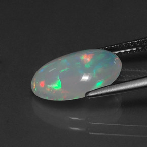 2.12캐럿 천연 멀티컬러 오팔, 투명한, 13×8.9 mm, 투명/반투명