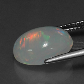 3.04캐럿 천연 멀티컬러 오팔, 투명한, 13×9.9 mm, 투명/반투명