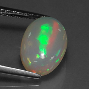 3.77캐럿 천연 멀티컬러 오팔, 투명한, 13.7×9.2 mm, 투명/반투명