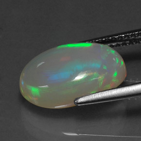 3.77캐럿 천연 멀티컬러 오팔, 투명한, 13.7×9.2 mm, 투명/반투명