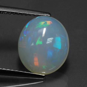 3.89캐럿 천연 멀티컬러 오팔, 투명한, 12.2×10.6 mm, 투명/반투명