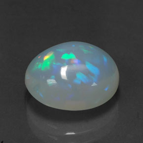 3.89캐럿 천연 멀티컬러 오팔, 투명한, 12.2×10.6 mm, 투명/반투명