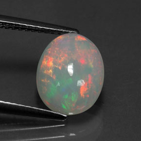 2.01캐럿 천연 멀티컬러 오팔, 투명한, 11.1×8.8 mm, 투명/반투명