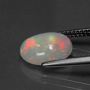 2.01캐럿 천연 멀티컬러 오팔, 투명한, 11.1×8.8 mm, 투명/반투명