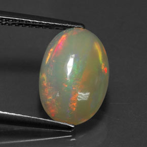 2.04캐럿 천연 멀티컬러 오팔, 타원형 컷, 13×8.6 mm, 투명한