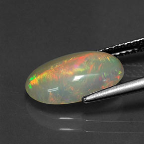 2.04캐럿 천연 멀티컬러 오팔, 타원형 컷, 13×8.6 mm, 투명한