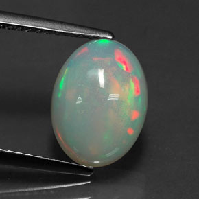 2.06캐럿 천연 멀티컬러 오팔, 투명한, 11.6×8.6 mm, 투명/반투명