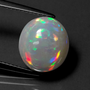 4.41캐럿 천연 멀티컬러 오팔, 타원형 컷, 11.6×10.4 mm, 투명한
