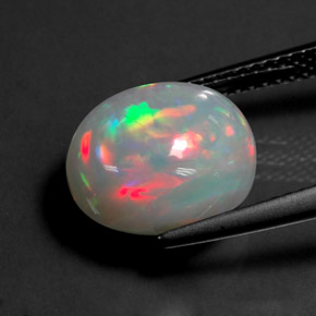 4.41캐럿 천연 멀티컬러 오팔, 타원형 컷, 11.6×10.4 mm, 투명한