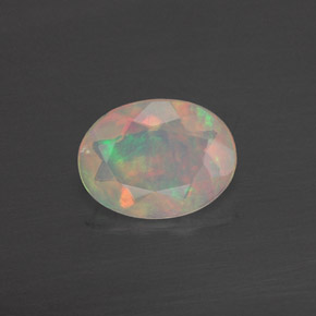 0.70캐럿 천연 멀티컬러 오팔, 투명한, 8.2×6.2 mm, 투명/반투명