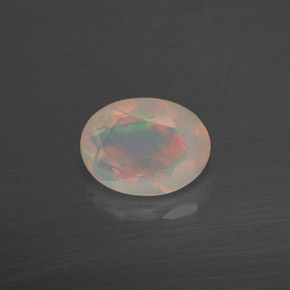 0.83캐럿 천연 멀티컬러 오팔, 투명한, 7.9×6 mm, 투명/반투명