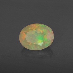 0.84캐럿 천연 멀티컬러 오팔, 투명한, 8×6.1 mm, 투명/반투명