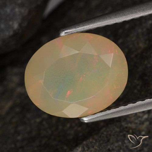 1.45ct 자연스러운 다색 오팔, 타원형, 투명한