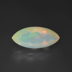 2.16캐럿 천연 멀티컬러 오팔, 마퀴즈, 15.8×7 mm, 투명한