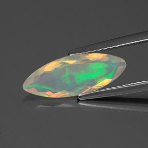 0.94캐럿 천연 멀티컬러 오팔, 마퀴즈, 14.7×5.5 mm, 투명한