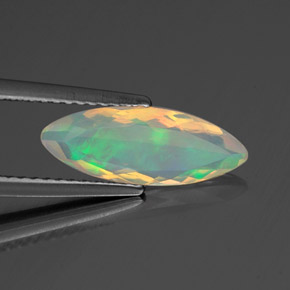 0.94캐럿 천연 멀티컬러 오팔, 마퀴즈, 14.7×5.5 mm, 투명한