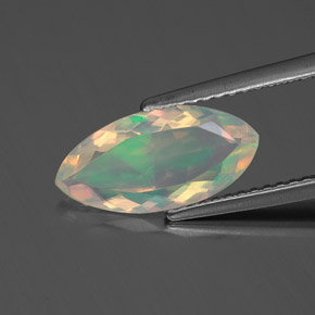 1.26캐럿 천연 멀티컬러 오팔, 마퀴즈, 13.6×6.6 mm, 투명한