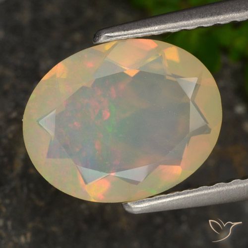 1.27ct 자연스러운 다색 오팔, 타원형, 투명한