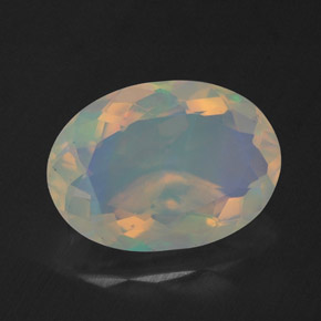 1.67캐럿 천연 멀티컬러 오팔, 타원형 컷, 10.8×7.8 mm, 투명한