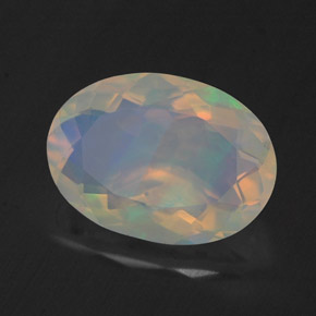 1.67캐럿 천연 멀티컬러 오팔, 타원형 컷, 10.8×7.8 mm, 투명한