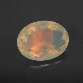 1.65캐럿 천연 멀티컬러 오팔, 타원형 컷, 10.9×8.3 mm, 투명한