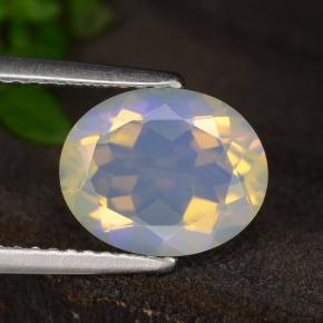 1.71캐럿 천연 푸르스름한 화이트 오팔, 타원형 컷, 10.1×8.2 mm, 투명한