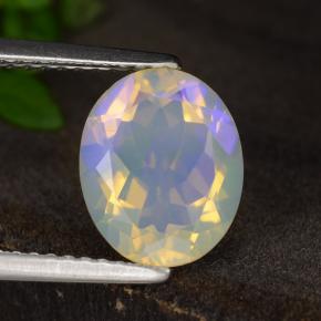 1.71캐럿 천연 푸르스름한 화이트 오팔, 타원형 컷, 10.1×8.2 mm, 투명한