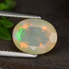1.69캐럿 천연 멀티컬러 오팔, 타원형 컷, 10.2×8.1 mm, 투명한