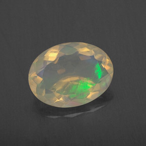 1.34캐럿 천연 멀티컬러 오팔, 타원형 컷, 10.2×7.7 mm, 투명한