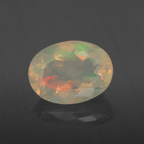 1.88캐럿 천연 멀티컬러 오팔, 타원형 컷, 10.5×7.8 mm, 투명한