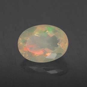 1.88캐럿 천연 멀티컬러 오팔, 타원형 컷, 10.5×7.8 mm, 투명한