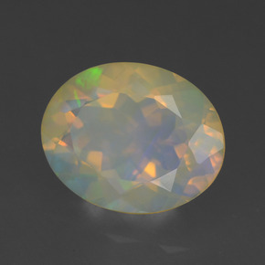 1.68캐럿 천연 멀티컬러 오팔, 타원형 컷, 10.2×8.1 mm, 투명한