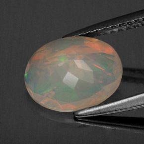 1.52캐럿 천연 멀티컬러 오팔, 투명한, 10.2×8.1 mm, 투명/반투명