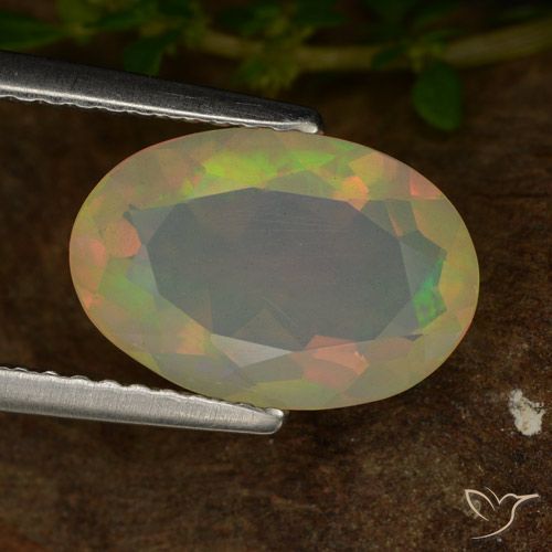 1.83ct 자연스러운 다색 오팔, 타원형, 투명한