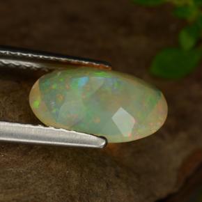 1.26캐럿 천연 멀티컬러 오팔, 타원형 컷, 10.6×7.2 mm, 투명한