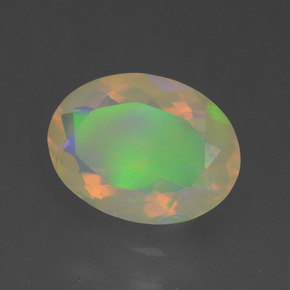 1.64캐럿 천연 멀티컬러 오팔, 타원형 컷, 10.6×7.8 mm, 투명한