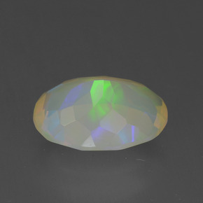 1.64캐럿 천연 멀티컬러 오팔, 타원형 컷, 10.6×7.8 mm, 투명한